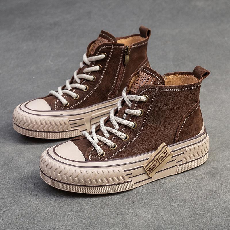 

Fashion GKTINOO 2025 New Spring Genuine Leather Sneakers Women Shoes Lace-up Sewing Flat Handmade Leisure Comfortable Ladies Shoes 9