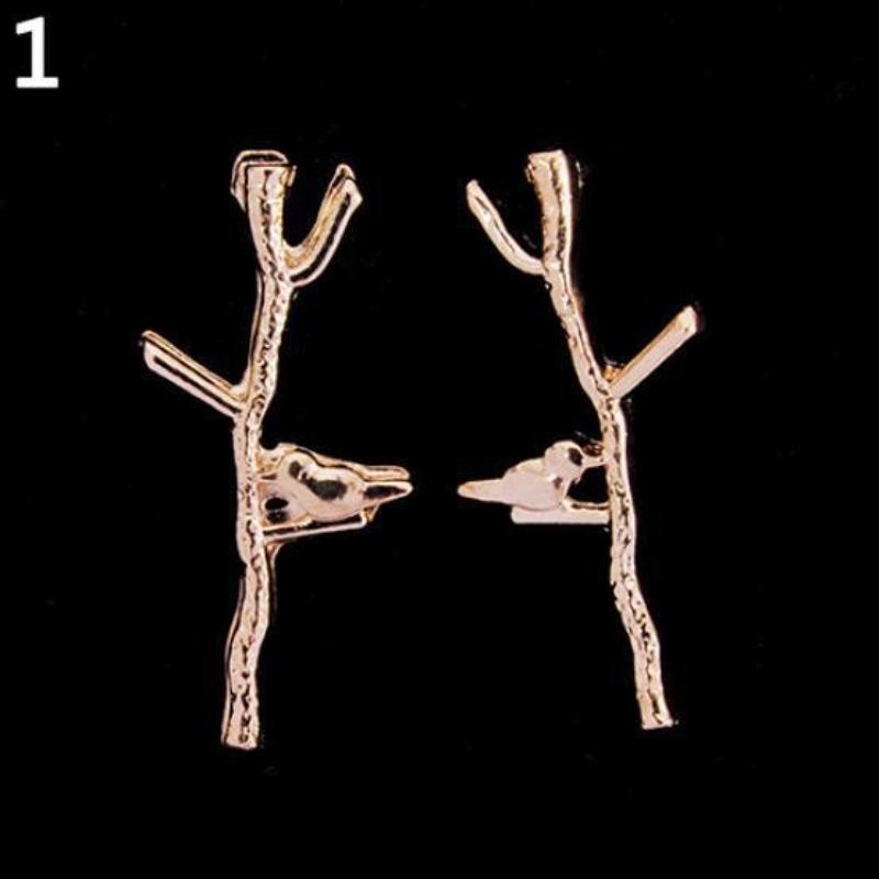 Frauen Mode Vogel Äste Form Ohrringe prägnante Legierung Ohrstecker Schmuck