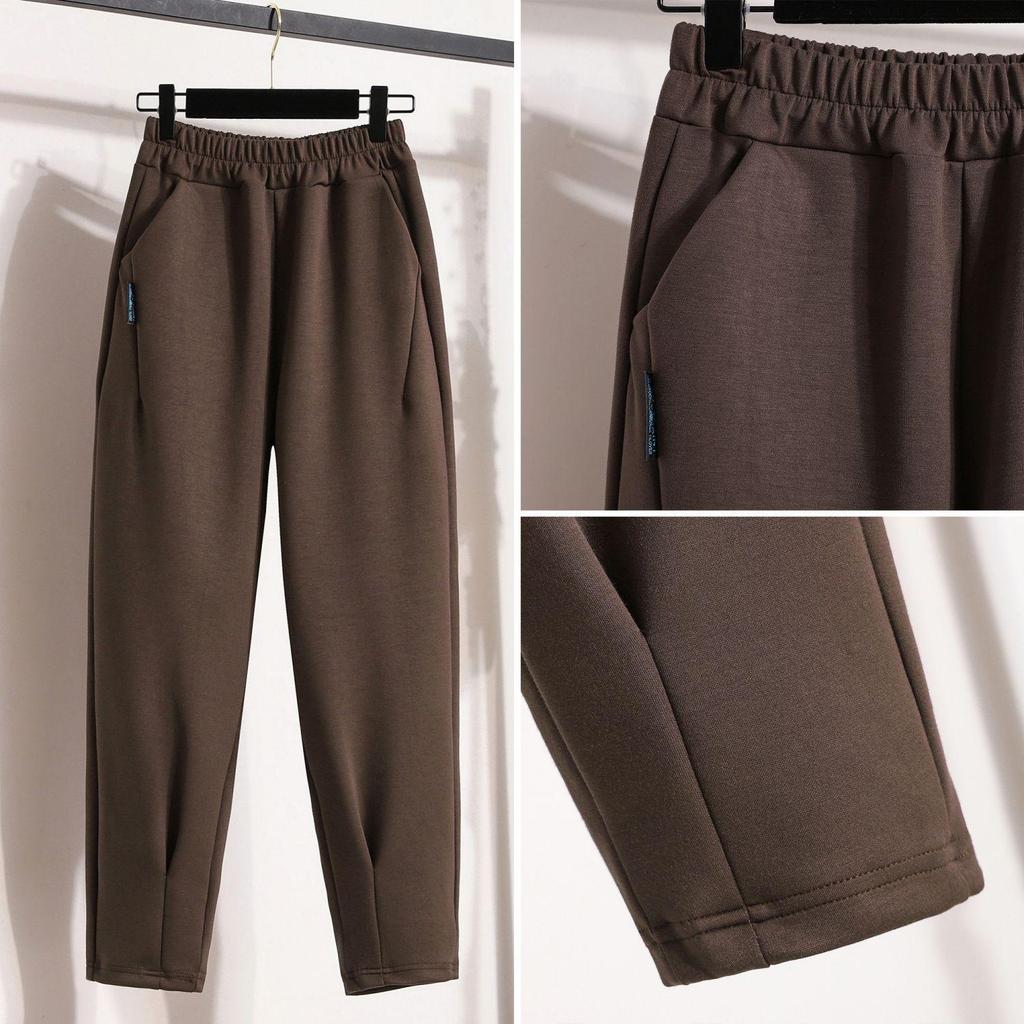 Women's High Waist Loose Cotton-Fleece Carrot Pants - Winter Casual Harem Style
