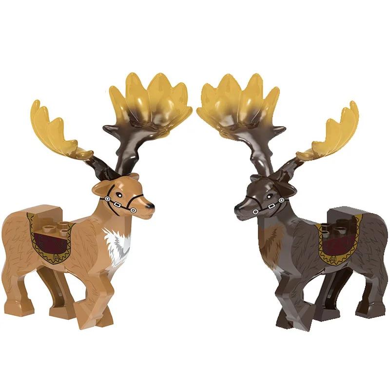 Christmas Elk Reindeer Deer Figures Animals Building Blocks Bricks Playthings for Children Kids Xmas Plaything Block Gifts