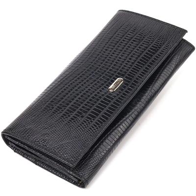 Excellent Textured Horizontal Women's Wallet Made of Genuine Leather CANPELLINI Wallet 21653 Black