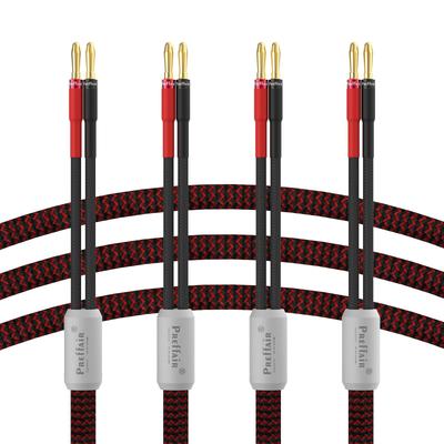 Preffair 13 AWG Speaker Cable with Banana Highly Copper and Magnetic Ring Hi-Fi Plugs, Anti-EMI/RFI Oxygen-Free OFC, Anti-Interference (3M)