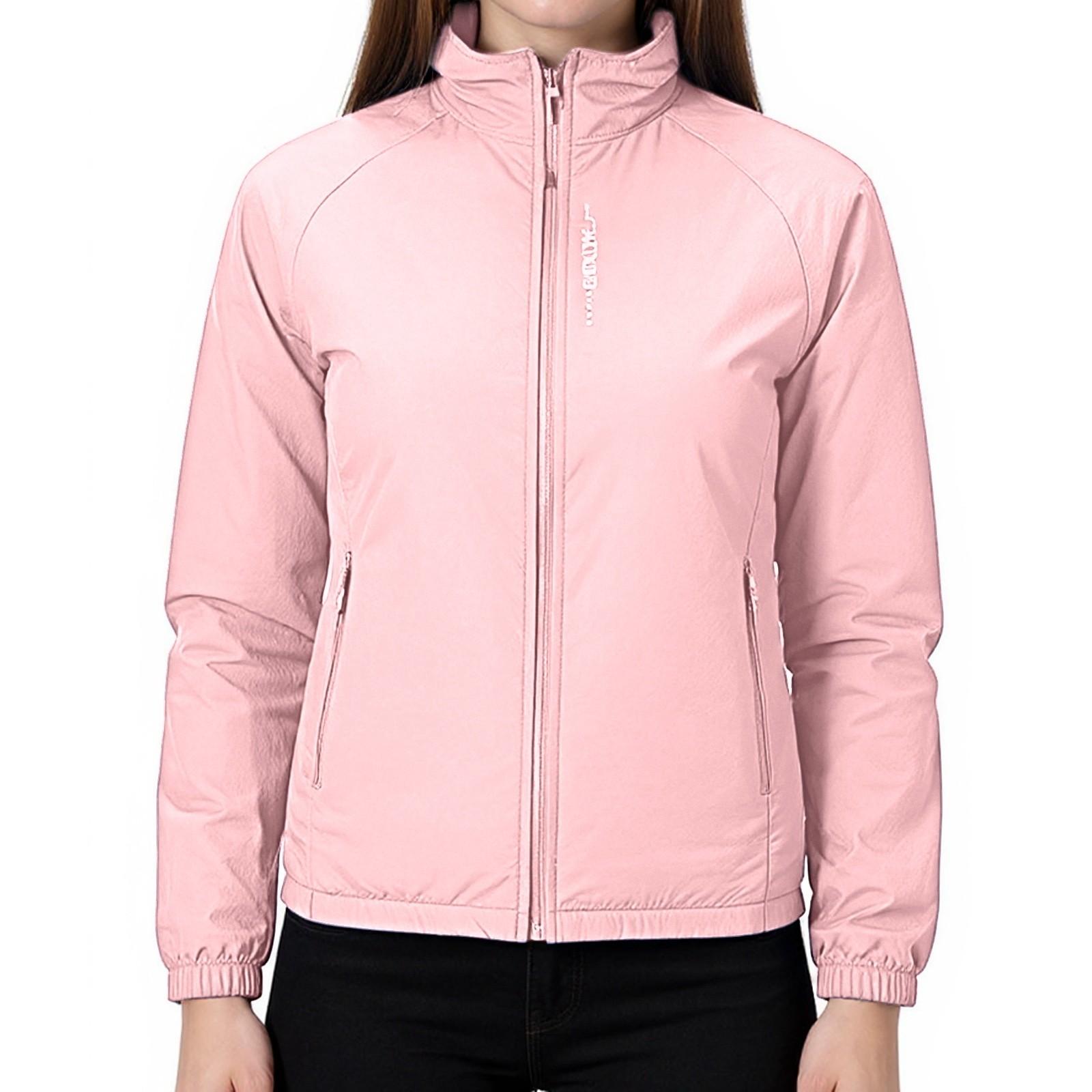 

Куртка женская водонепроницаемая ветровка легкая дождевая куртка с карманами упаковываемая дождевик для женщин с капюшоном XL розовый