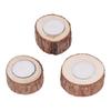 3Pcs Wooden Tealight Candle Natural Durable Beech Wide Applicability Wooden Tealight Candle Holder for Bar Bedroom Party