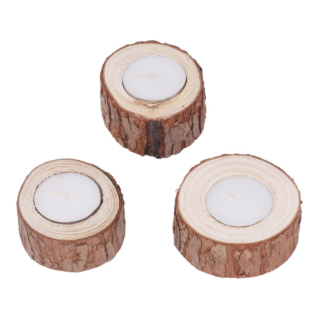 3Pcs Wooden Tealight Candle Natural Durable Beech Wide Applicability Wooden Tealight Candle Holder for Bar Bedroom Party