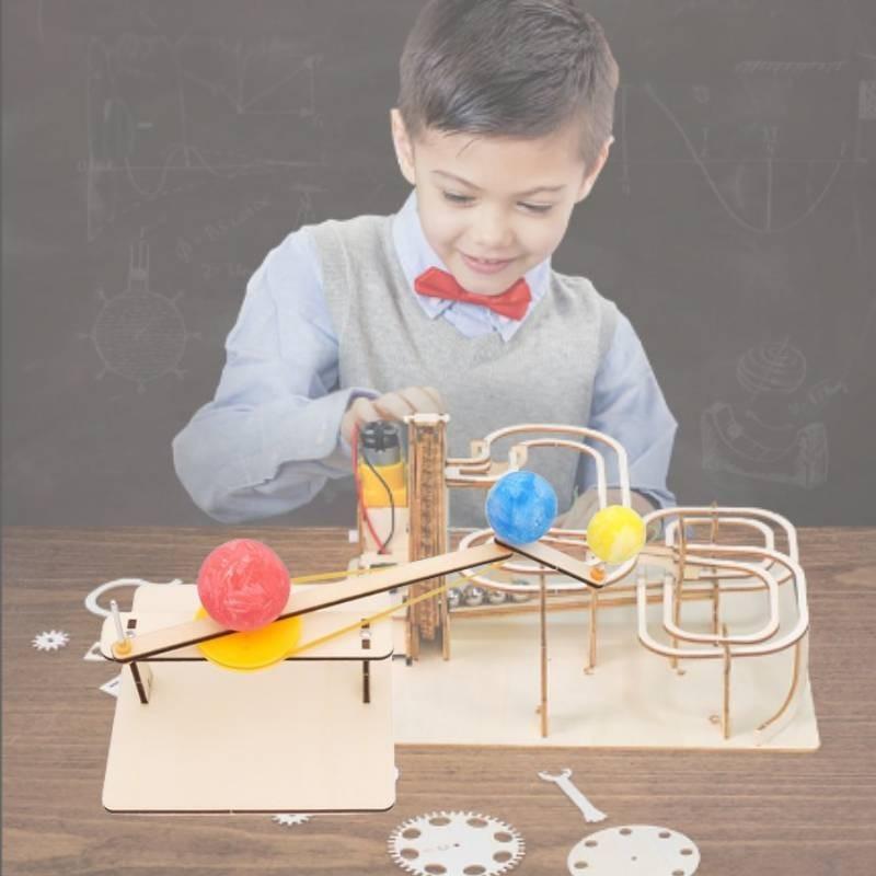 Science Experiment Diy Wooden Earth Moon Sun Solar System Model Kit Educational Toy For Kids