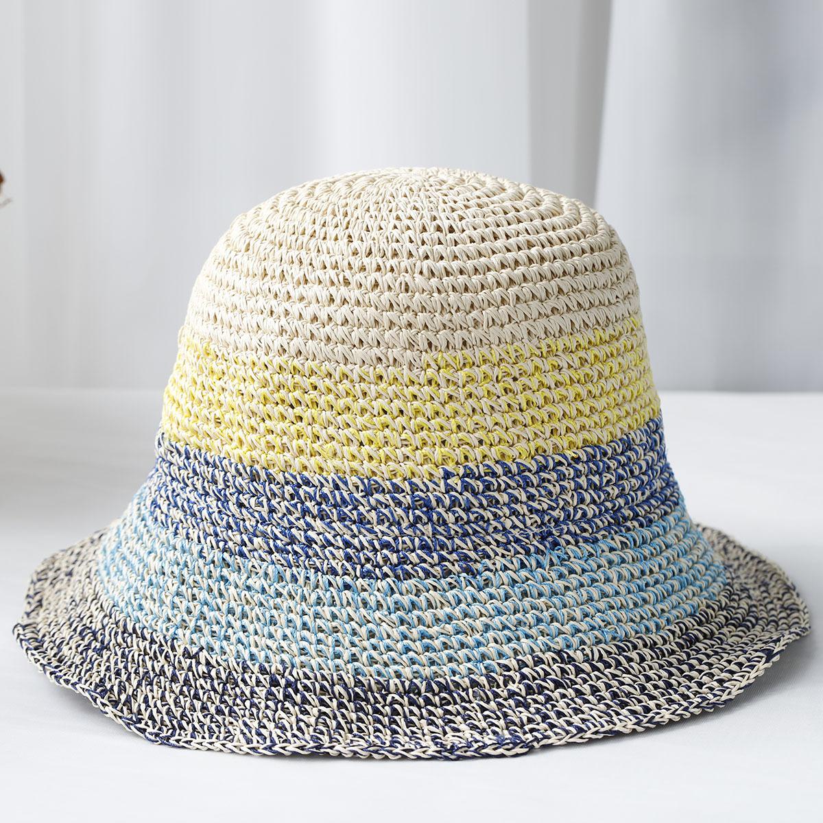 

Summer high-quality Foldable Straw Hat Floppy Wide Brim Sun Cap Bowknot Beach Foldable Hats for Women Hiking Caps 56-58cm