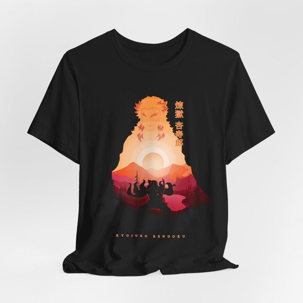 Rengoku Silhouette T-Shirt Tee Tops, Demon Slayer Graphic Shirt, Japanese Anime Art, Unisex