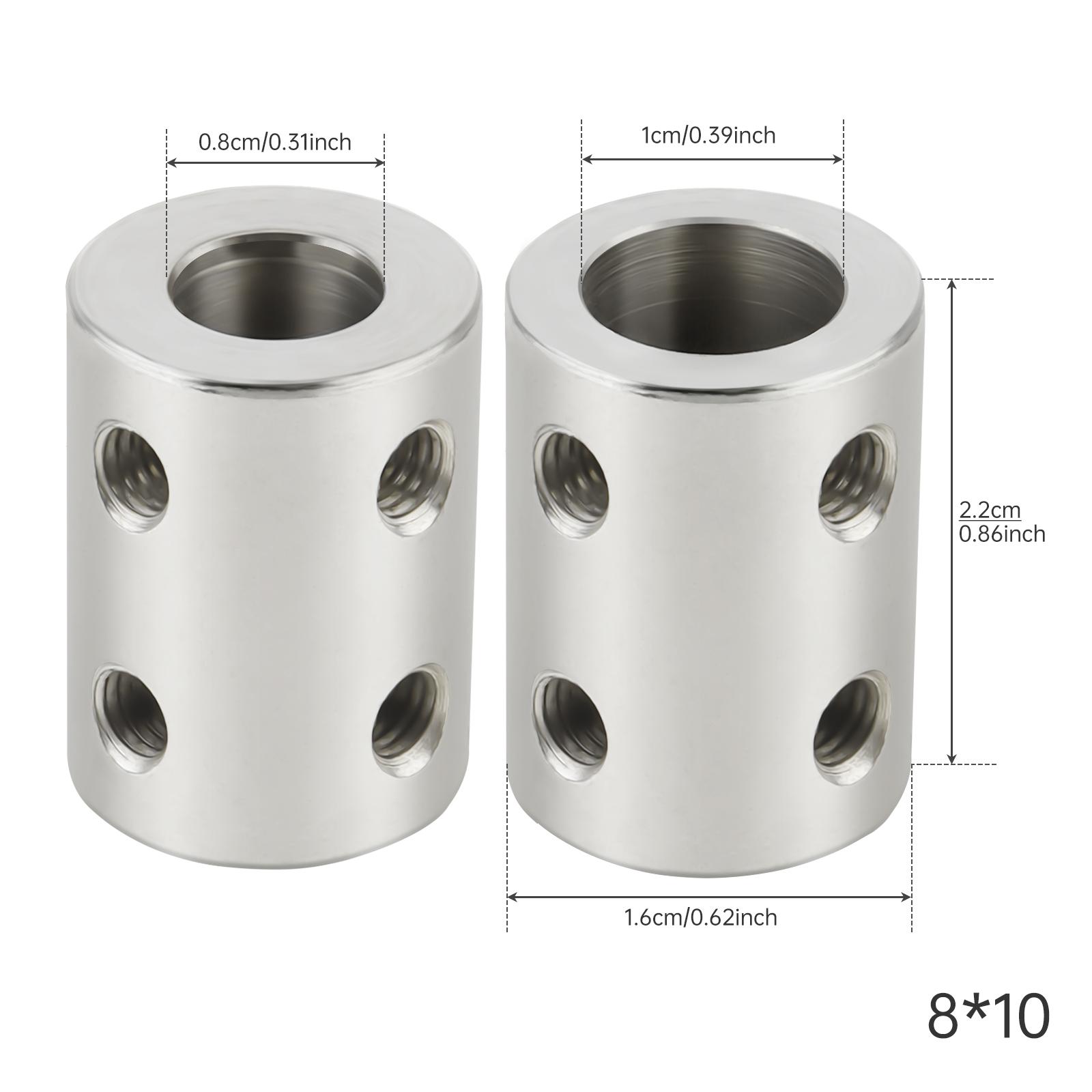Жесткая муфта вала Муфта двигателя Соединительная втулка 5мм/8мм/10мм Сталь #45 Серебристый для 3D-принтера / RC-робота / Модели автомобиля / DIY-энкодера 8 to 10mm
