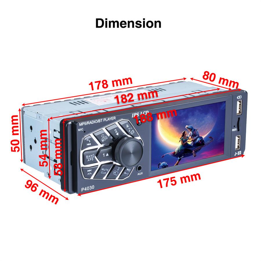 Car 3.8" IPS screen Bluetooth RMVB/MP5/Radio/Bluetooth Player FM Radio with  Dynamic Rear View Camera Support  Micophone