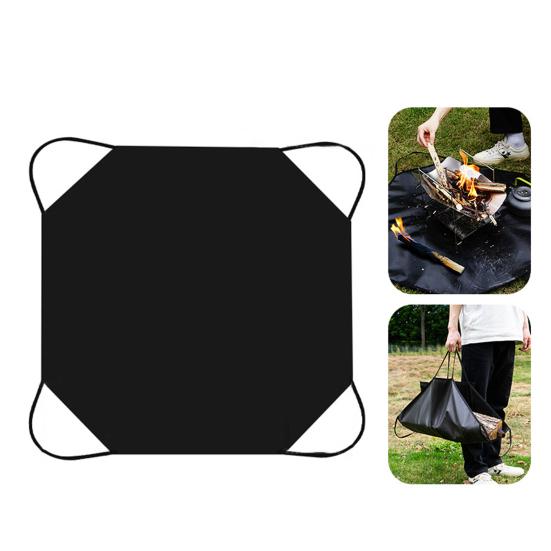 Outdoor Fireproof Mat with Handle Firewood Carrier Bag Heat-Resistant Flame Retardant Deck Patio Lawn Camping Stove BBQ