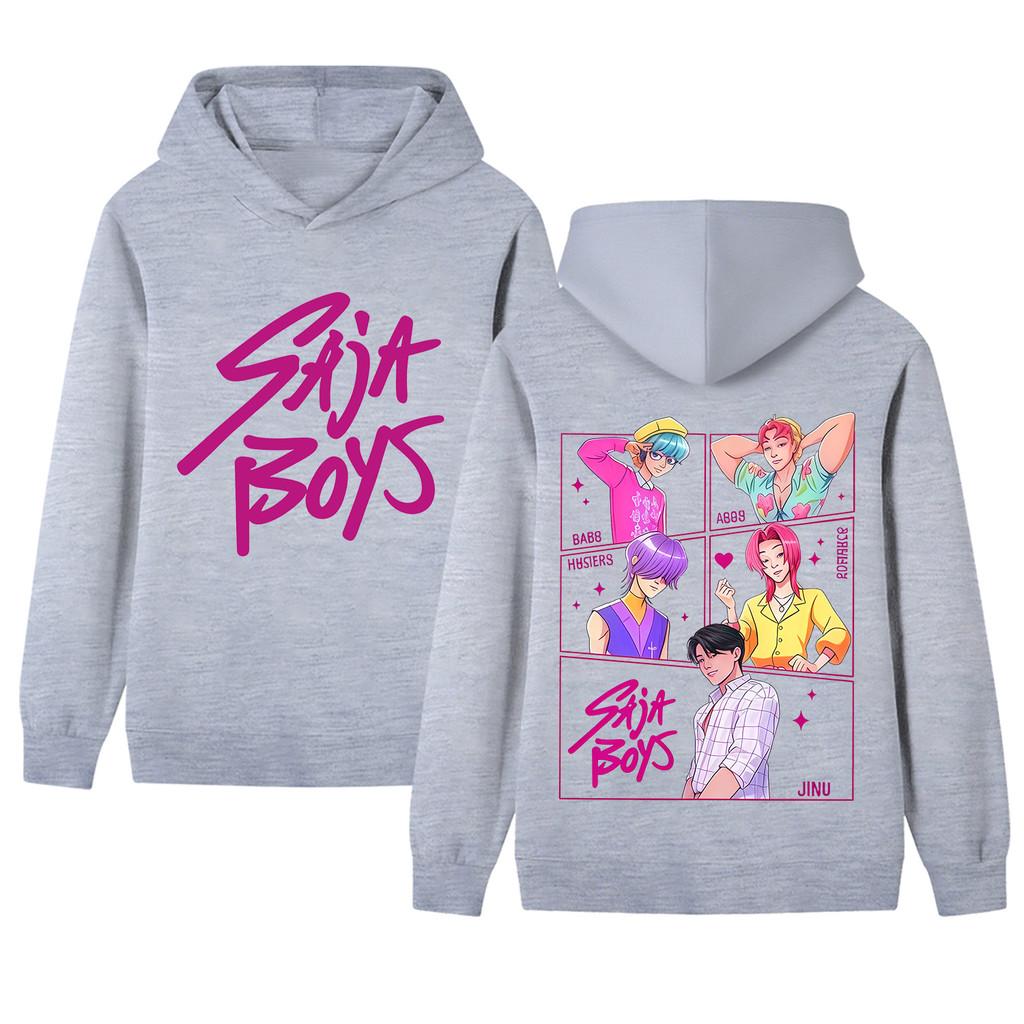 B1217-2 Kids Boys Girls Kpop Rumi Zoey Mira Sajaboys Double-sided Print Long Sleeves Hoodie