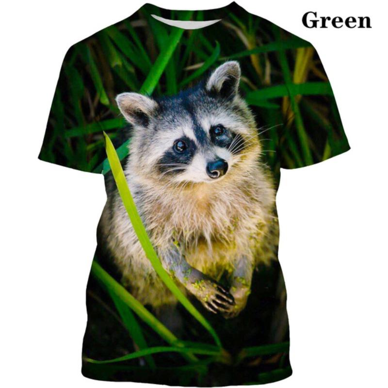 Fashion Cute Animal Raccoon Unisex 3D Printing Casual Short Sleeve T-shirt