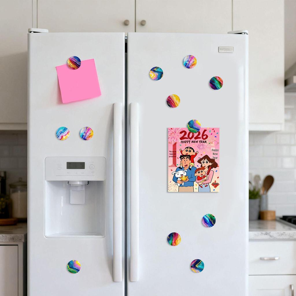 Rainbow Marble Texture Glass Refrigerator Magnets - Home Decoration Stickers
