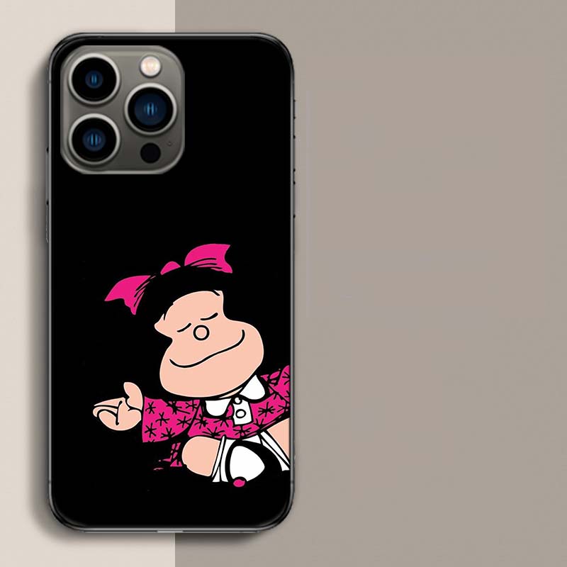 Mafalda Cartoon Phone Case For Apple Iphone 16E 16 17 Pro Max Air 15 Pro 14 Plus 12 13 Mini Cover Cute Fundas Silicone S