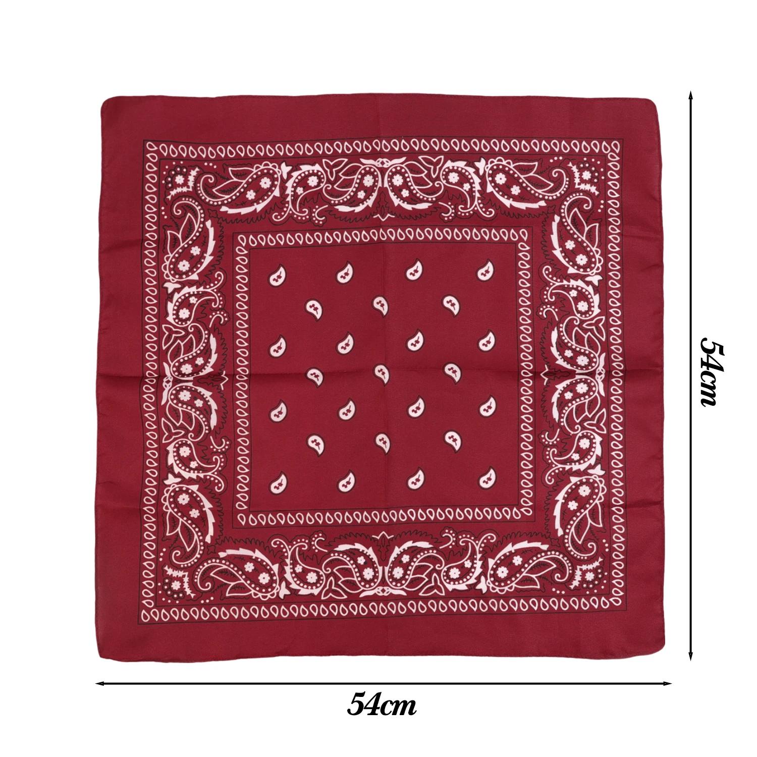 

Unisex Bohemian Print Bandana Flower Printed Hair Scarf Y2K Hiphop Kerchief Outdoor Headband Wrist Wraps Face Mask Handkerchief вина червоного кольору