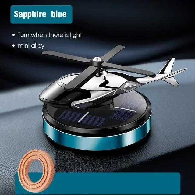 Car Air Freshener Solar Helicopter Decoration Alloy Propeller Rotating Auto Flavoring Perfume Diffuser Interior Accessories