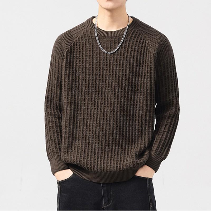 Shanggu Men’s High-End Loose Fashion Round Neck Sweater - Light Luxury and Versatile