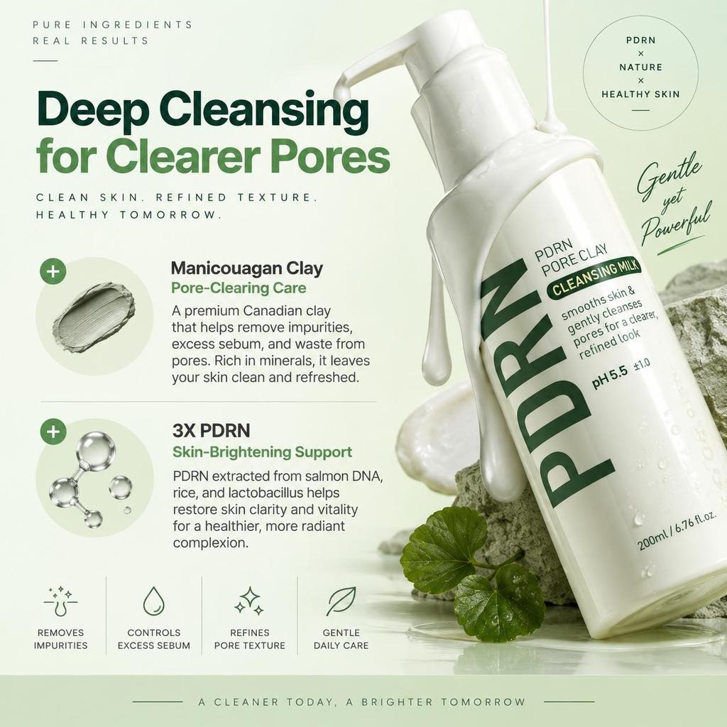 Make P:REM PDRN Pore Clay Cleansing Milk Gentle Pore & Sebum Care 200ml
