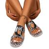 Women's Shoes 2024 Summer High Quality Open Toe Ladies Slippers Fashionable Leopard Color Metal Decoration Flat Beach Shoes