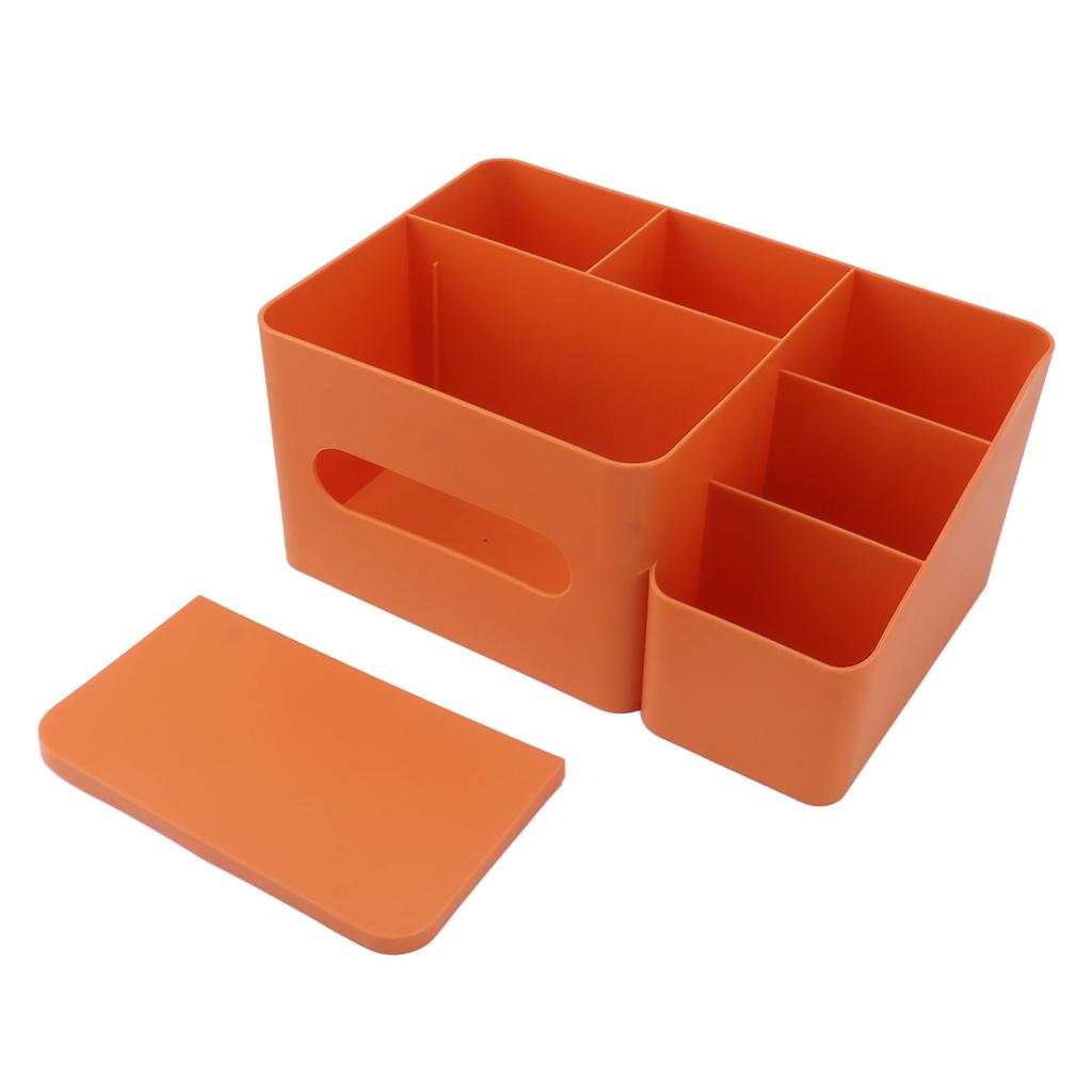 Taschentuchbox-Organizer mit Deckel Kunststoff Exquisite glatte Oberfläche Taschentuch-Schreibtisch-Organizer für Zuhause Büro Orange