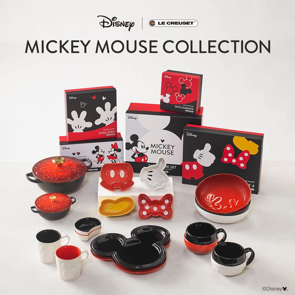 Le Creuset Disney Mickey Mouse Mini Cherry Red and Matte Black Japanese Marmite, [Official Product]