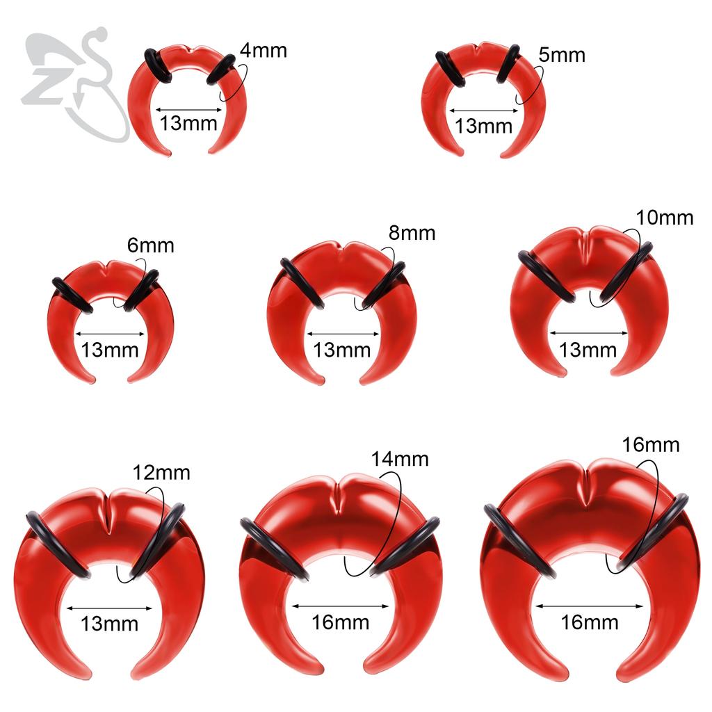 ZS 1 PC Colorful Glass Ear Plug And Tunnel Horn Shape Nose Septum Piercing 00/0/2/4/6G Ears Stretcher Large Gauge Flesh Expander