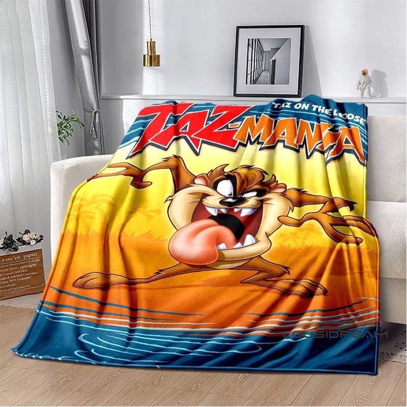 Fun Cartoon Tasmanian Devil Warm and Cozy Flannel Blanket—Ideal for Bedrooms, Sofas, Beds, Seats, Picnics, and Travel
