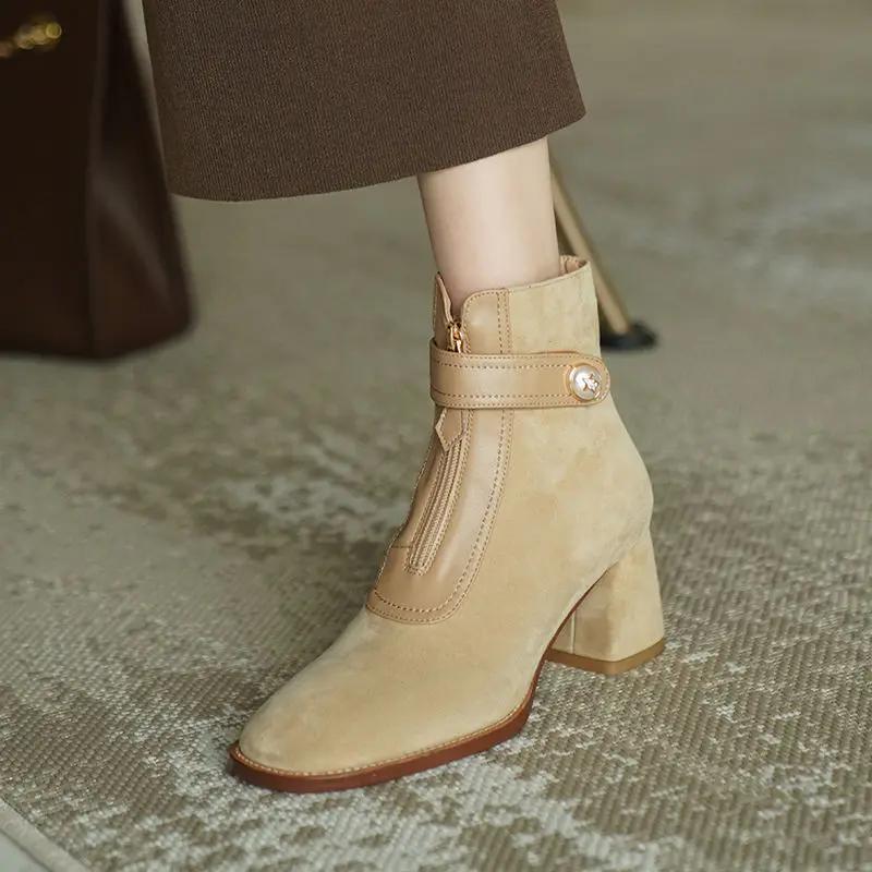 Fashion Ankle Boots for Women Elegant With Medium Heels Large Size Warm Fashion 2024 Woman Short Shoes Designer Luxury Trend Y2k Booties