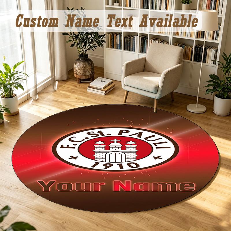 Round Rug Custom NameFC St. Pauli Pattern Non Slip Carpet Home Floor Decor