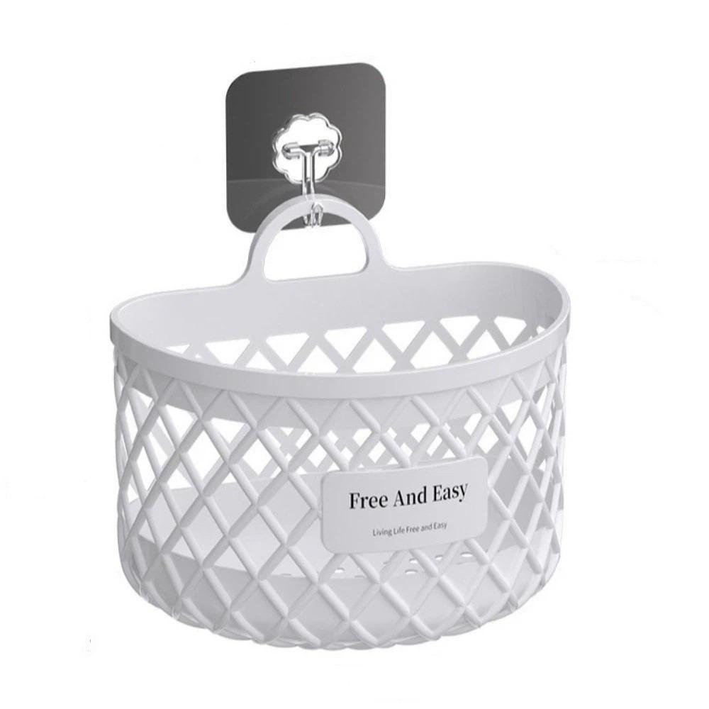 No Drill Kitchen Storage Basket Drainage Shelf Toiletry Holder Box Hanging Storage Basket Home Use