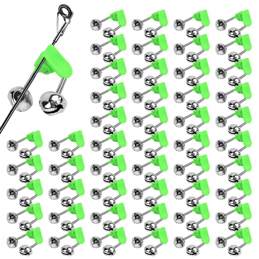 50 pezzi campanelli d'allarme per canna da pesca clip per campanelli da pesca con doppi campanelli di avviso accessori per attrezzi da pesca