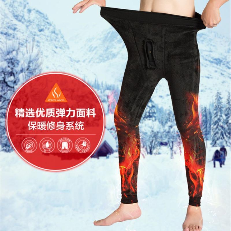 Autumn and winter colorful cotton velvet thickened thermal men's long johns solid color men's leggings integrated pants