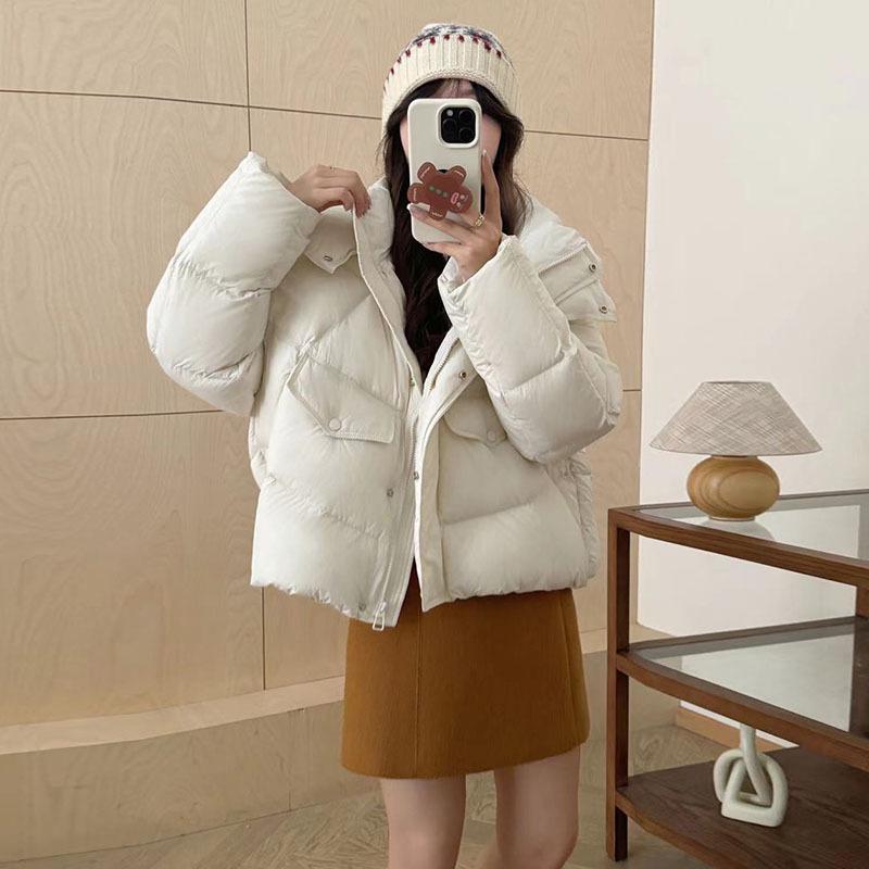 

Женский короткий пуховик из белого утиного пуха, устойчивый к холоду, 2025, новый утолщенный, с эффектом пуховика, высокая роскошная мода, куртка-хлеб, тренд S