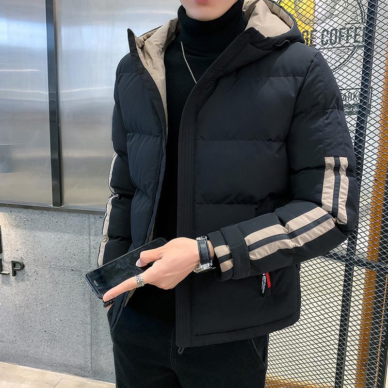 

Чоловіча куртка з капюшоном та бавовняною підкладкою - однотонна, тепла осінньо-зимова куртка для студентів 3XL чорний