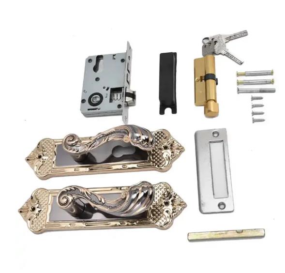 

Европейский стиль Ретро Дверная ручка Замок Алюминиевый сплав Винтажный Интерьерный Замок для спальни Противоугонный Безопасность комнаты дома Дверные замки