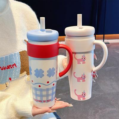Lock Cylinder Bingba Cup Double-layer Vacuum 316 Stainless Steel Water Cup Car Straw Cup Women's Thermos Cup