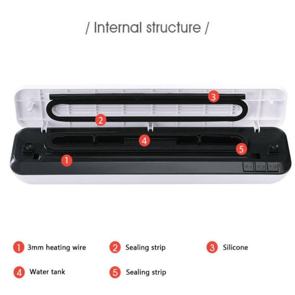 Automatická elektrická zástrčka EU Vacuum Sealer pro domácnost Vacuum Sealer uzavírací přenosný balicí stroj Univerzální pro mokré suché potraviny