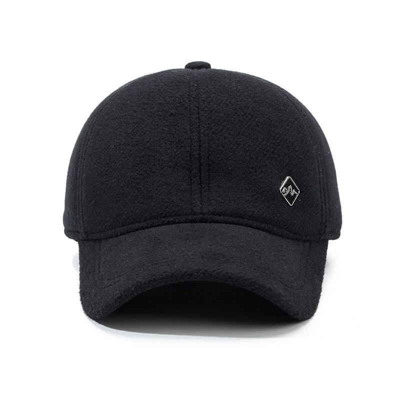Mütze Herren Wintermütze Wollmütze Baseballmütze Einfarbig Kurze Krempe Fleece Baumwolle Mittelgroße und alte Mütze Winddicht und warm