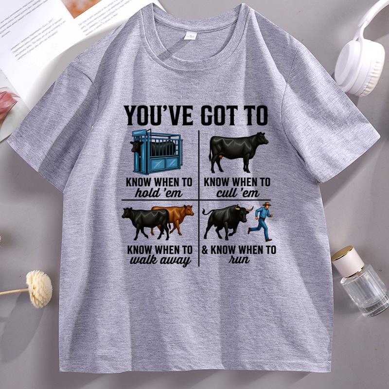 Funny Rancher Graphic Tee Cow Printed T Shirt Cotton Short Sleeve Round Neck Tshirts Male Comfortable T-shirt