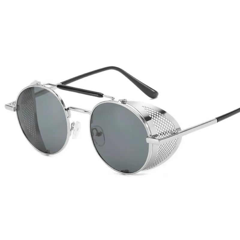 Modne Retro Steampunkowe Okulary Przeciwsłoneczne Męskie Markowe Designerskie Okrągłe Parowe Punkowe Metalowe Okulary Słoneczne Gogle Dla Kobiet UV400