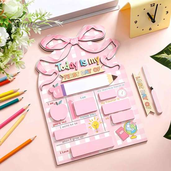 Wedding Reception Signage First and Last Day of School Board Sign for Kids, Reusable Wooden Memo Chalkboard Sign, Cute Writing Daily Notes Schedules