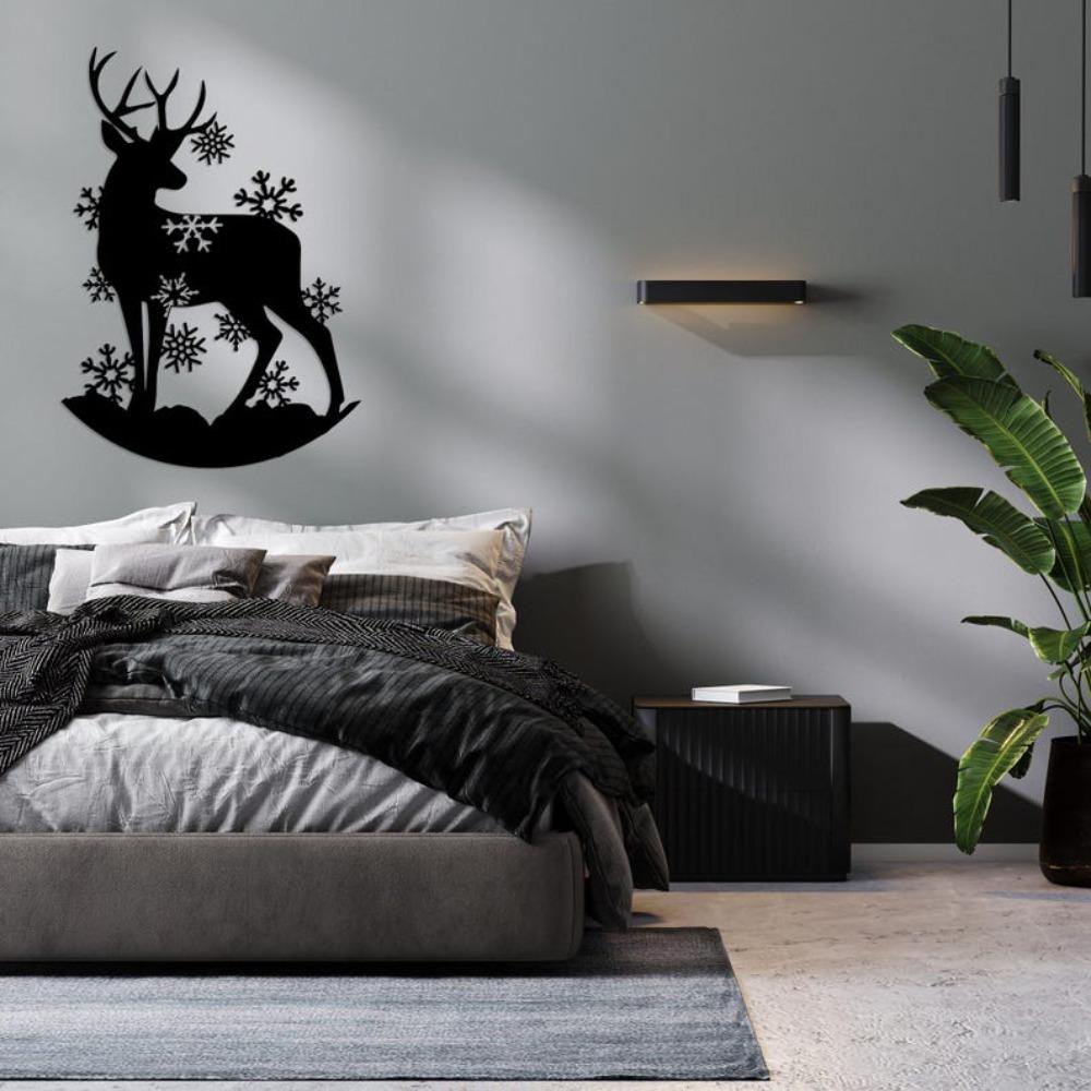 Handmade Deer Metal Wall Sculpture, Rustic Winter Home Decoration