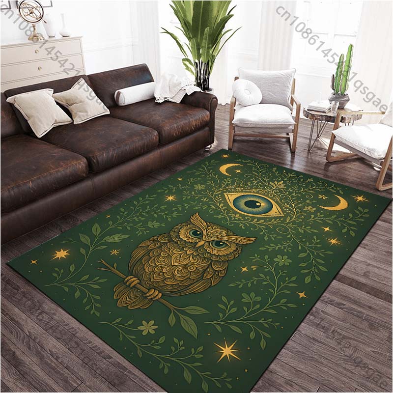 Divining Owl Printed Carpet for Living Room Bedroom Bedside Bathroom Floor Mat Area Rugged Sofa Mat Home Decor Large Size