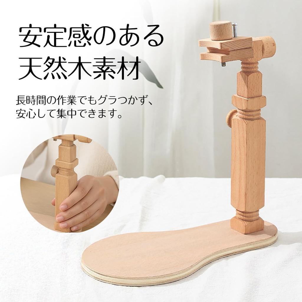 BENDELY Embroidery Hoop Stand, Wooden Hoop Stand with Rotating and Adjustable Hoop, Suitable for Tabletop Embroidery, Cross Stitching, and Crafts