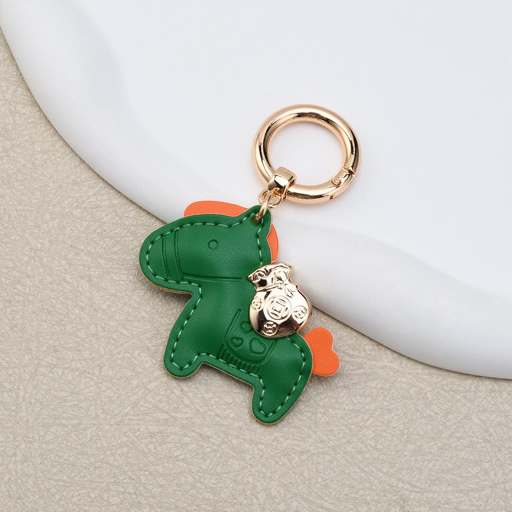 Instant Wealth Leather Keychain: Cartoon Pony Bag Charm & Couple Car Pendant - New Year Gift