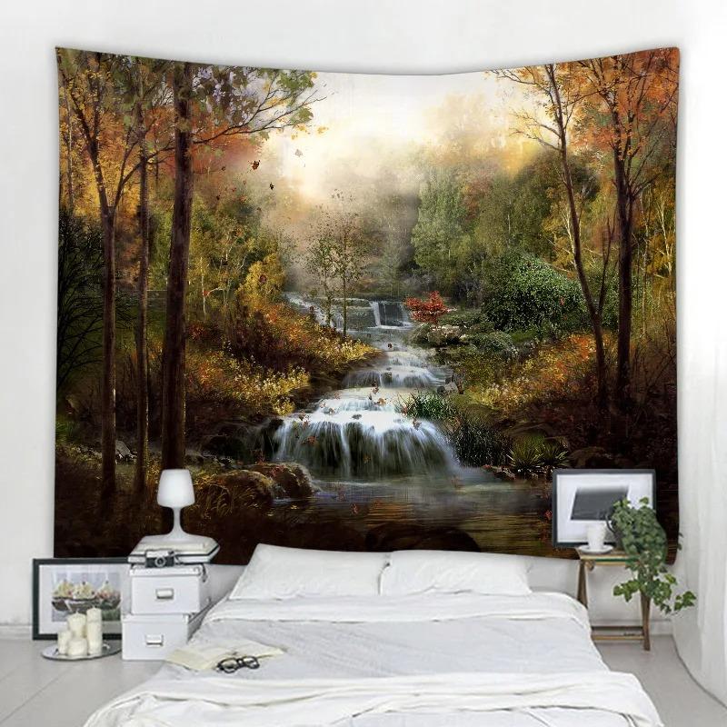 Bohemian Zimmerdekor Natürliches Wandbehang Mandala Gartenszene Psychedelischer Teppich Hippie Schlafzimmer Stoffteppich