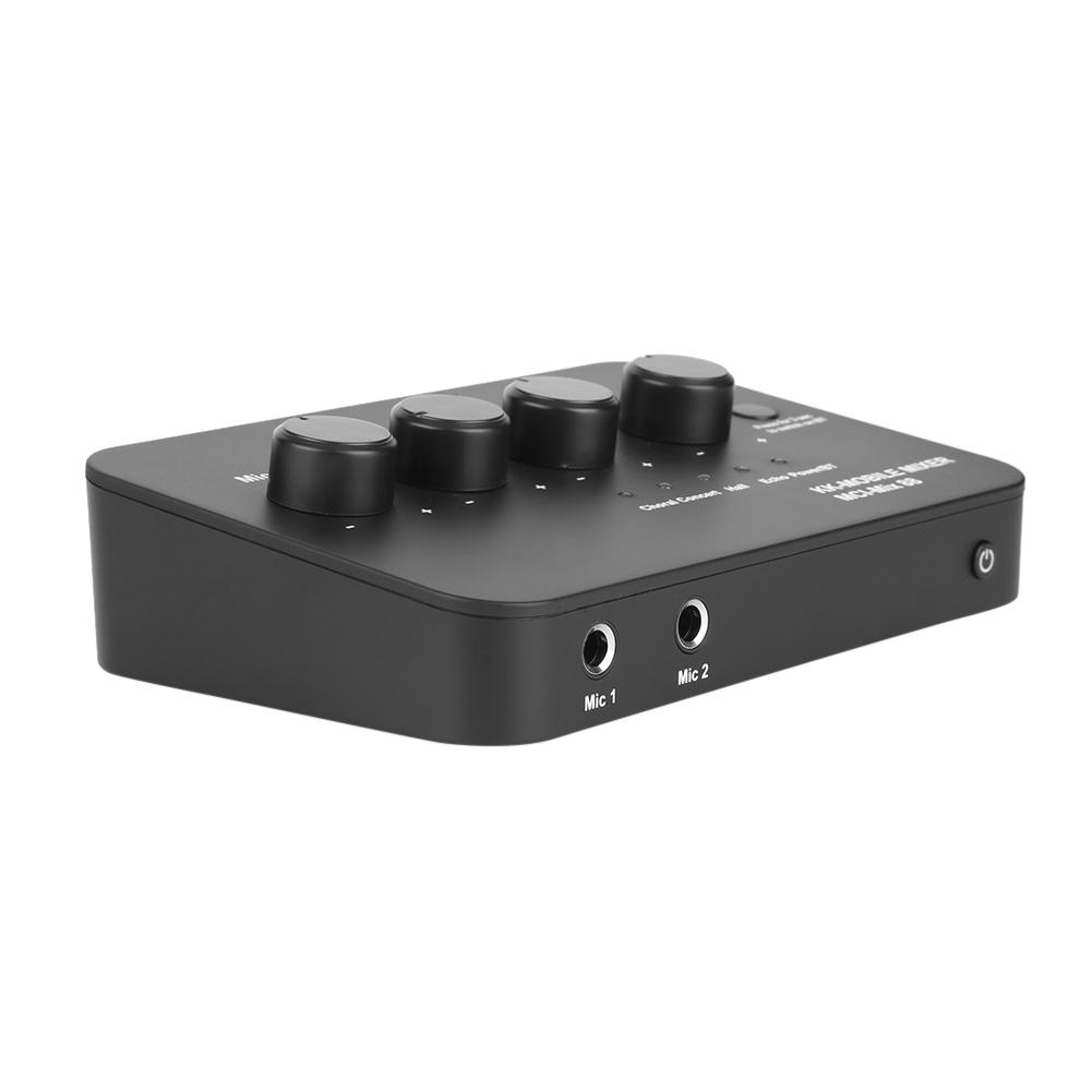 Portable Karaoke Microphone Mixer 3.5mm AUX BT Connection with 2 Mic Inputs Digital Audio Mixer for Karaoke Smart TV PC Speaker