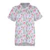 Damenmode, lockeres, lässiges Kurzarm-Revers-Button-Down-Shirt, bedrucktes T-Shirt-Oberteil