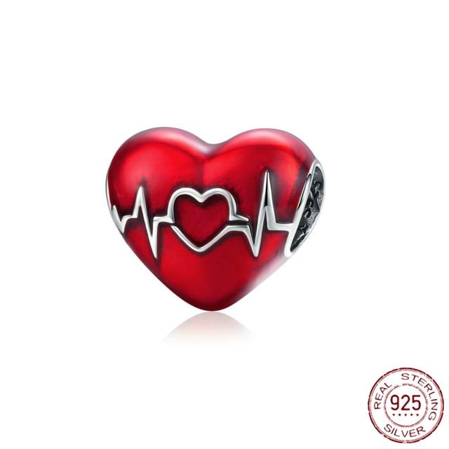 925 Sterling Silver Heart Circular Animal Beads Original  Charm Bracelet For Women DIY Fashion Silver 925 Jewelry Making